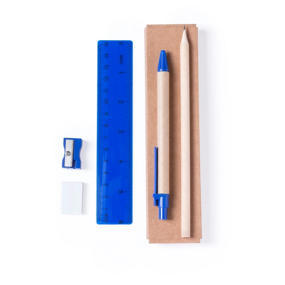 Zestaw szkolny, piórnik, ołówek, długopis, linijka, gumka i temperówka | Tobias V7869-04 granatowy