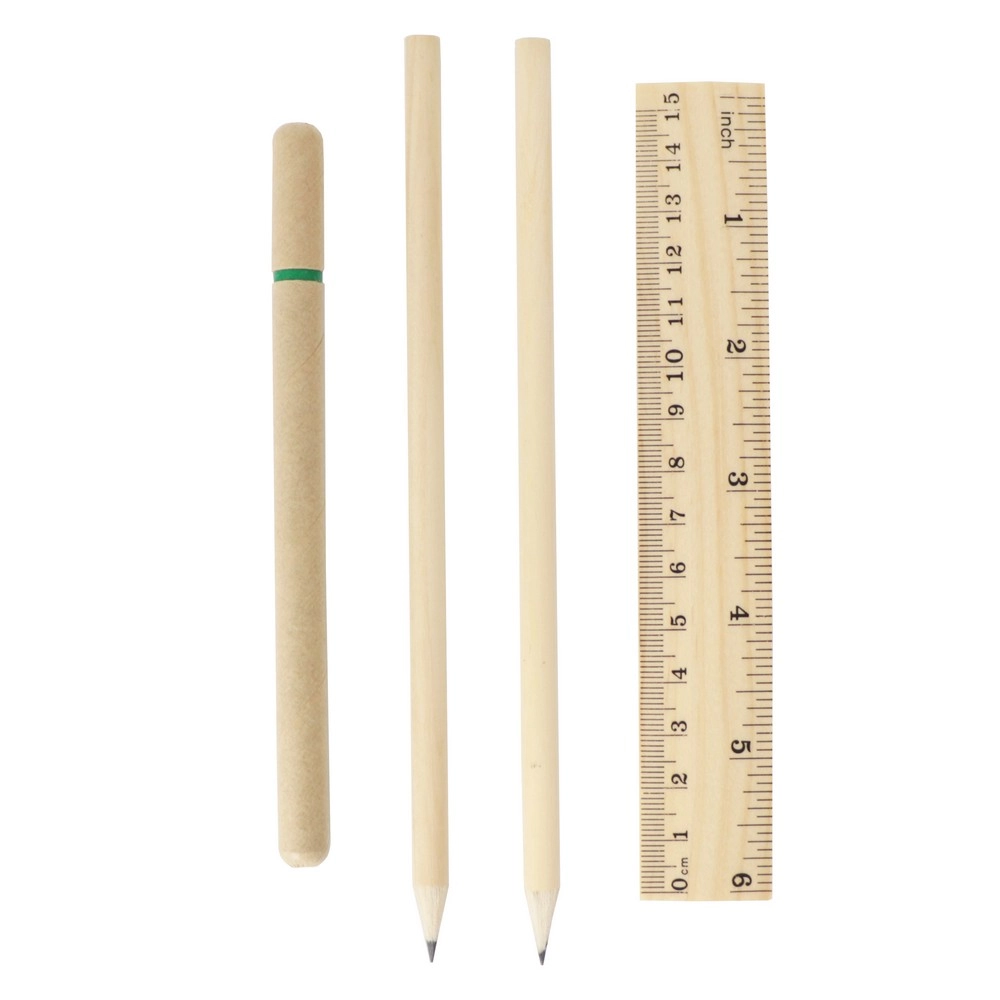 Zestaw szkolny, piórnik, 2 ołówki, długopis, notatnik, linijka, gumka i temperówka V7870-06 zielony