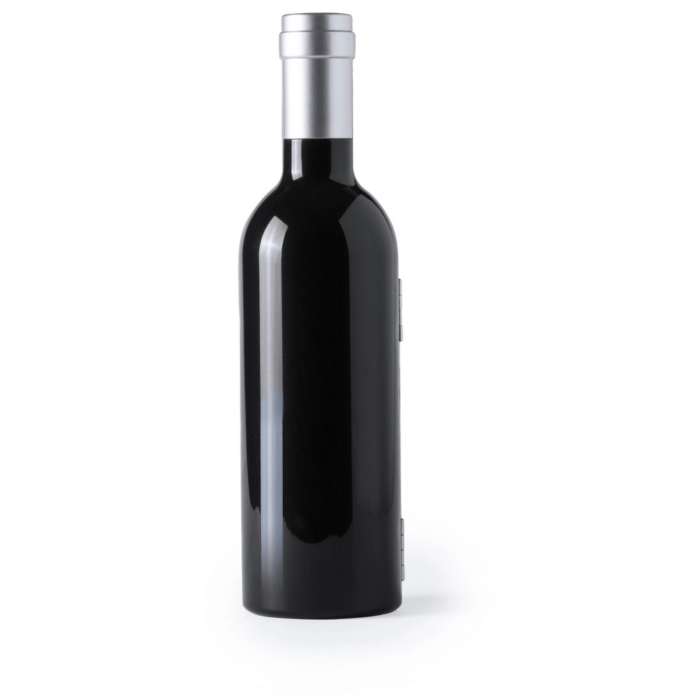 Zestaw do wina, nóż kelnerski, pierścień na butelkę, nalewak V7970-03 czarny