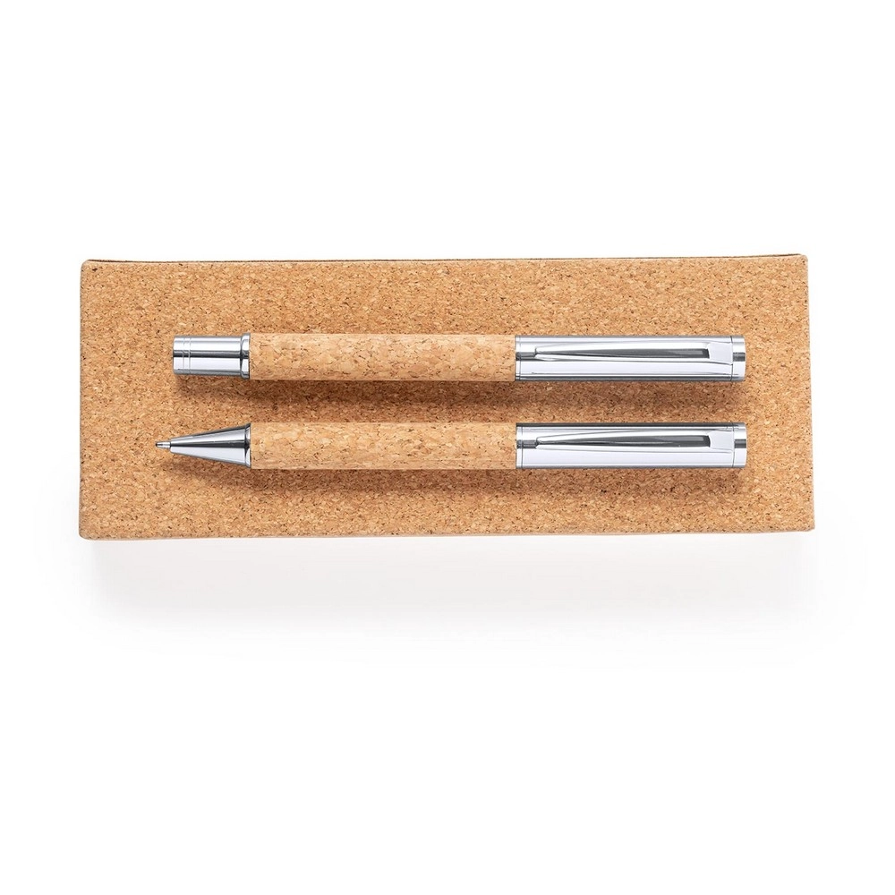 Korkowy zestaw piśmienny, długopis i pióro kulkowe V9347-16