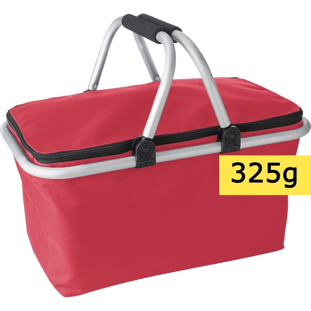Koszyk poliestrowy, składany, torba termoizolacyjna V9432-05 czerwony