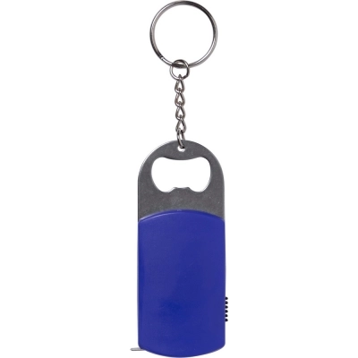 Brelok do kluczy, otwieracz do butelek, lampka LED, miara 1m V9458-11 niebieski