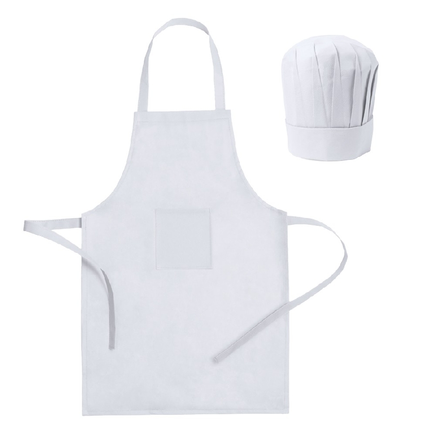 Zestaw kucharza, fartuch kuchenny i czapka kucharska, rozmiar dziecięcy V9542-02 biały