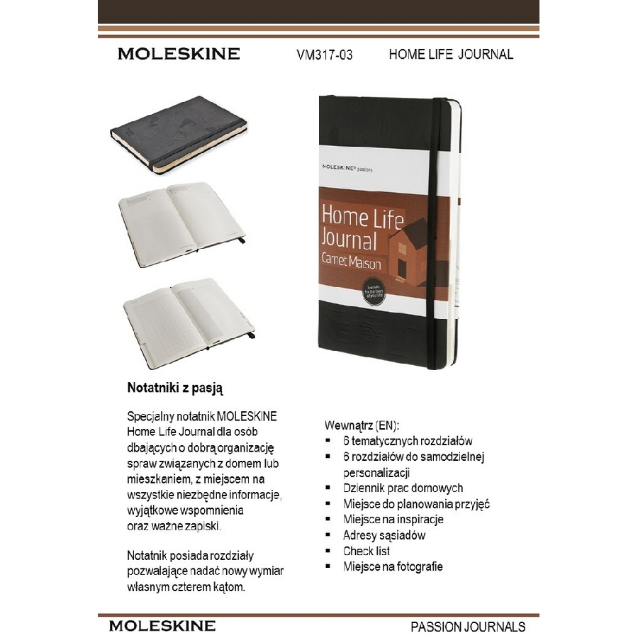 Home Life Journal specjlany notatnik Moleskine Passion Journal VM317-03 czarny
