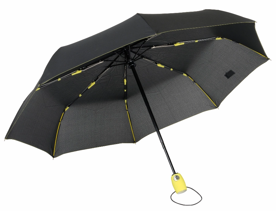 Automatyczny, wiatroodporny, kieszonkowy parasol STREETLIFE, czarny, żółty 56-0101253 czarny