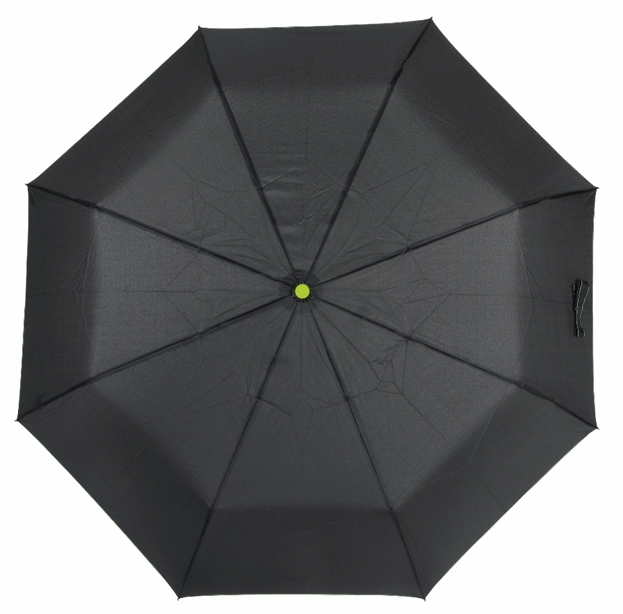 Automatyczny, wiatroodporny, kieszonkowy parasol STREETLIFE, czarny, jasnozielony 56-0101254 czarny