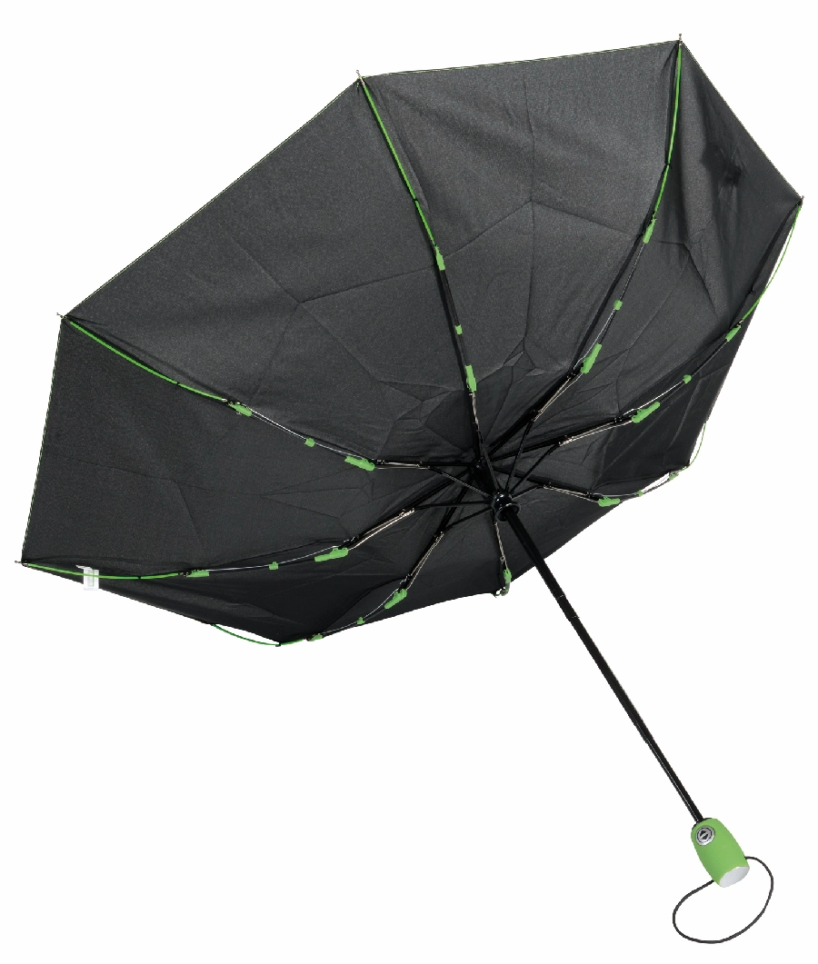 Automatyczny, wiatroodporny, kieszonkowy parasol STREETLIFE, czarny, jasnozielony 56-0101254 czarny