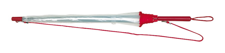 Parasol automatyczny PANORAMIC, czerwony, transparentny 56-0102081 transparentny