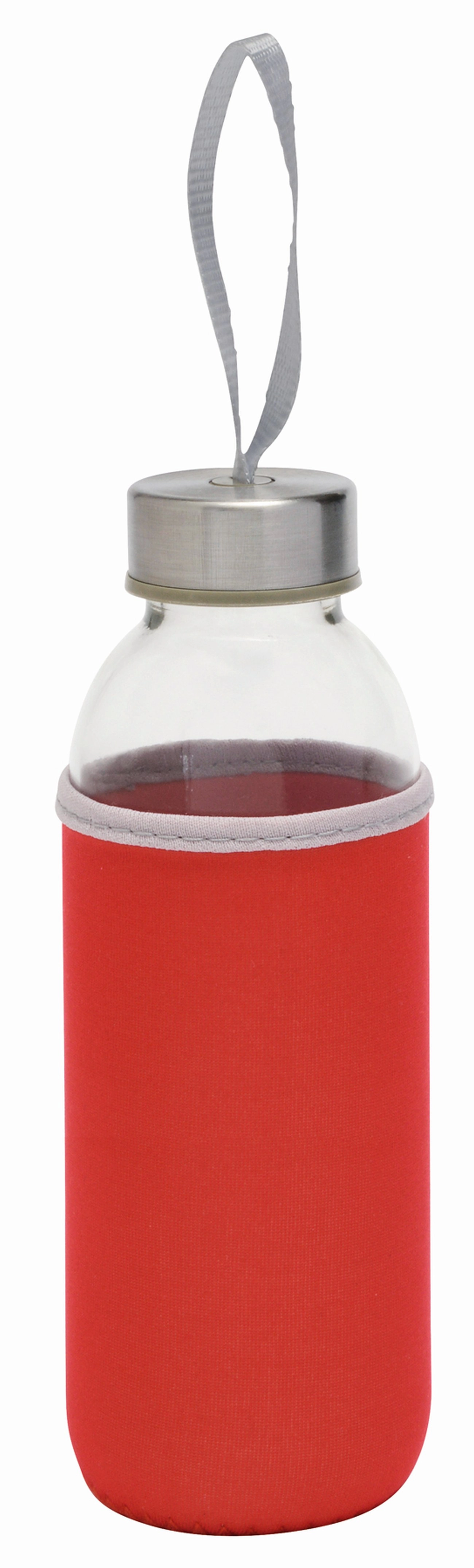 Szklana butelka TAKE WELL, czerwony, transparentny 56-0304232 czerwony