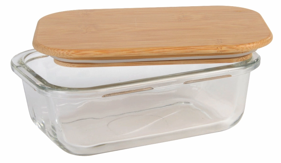 Pudełko na lunch ROSILI M z bambusową pokrywką : pojemność ok. 350 ml, brązowy, transparentny 56-0306027