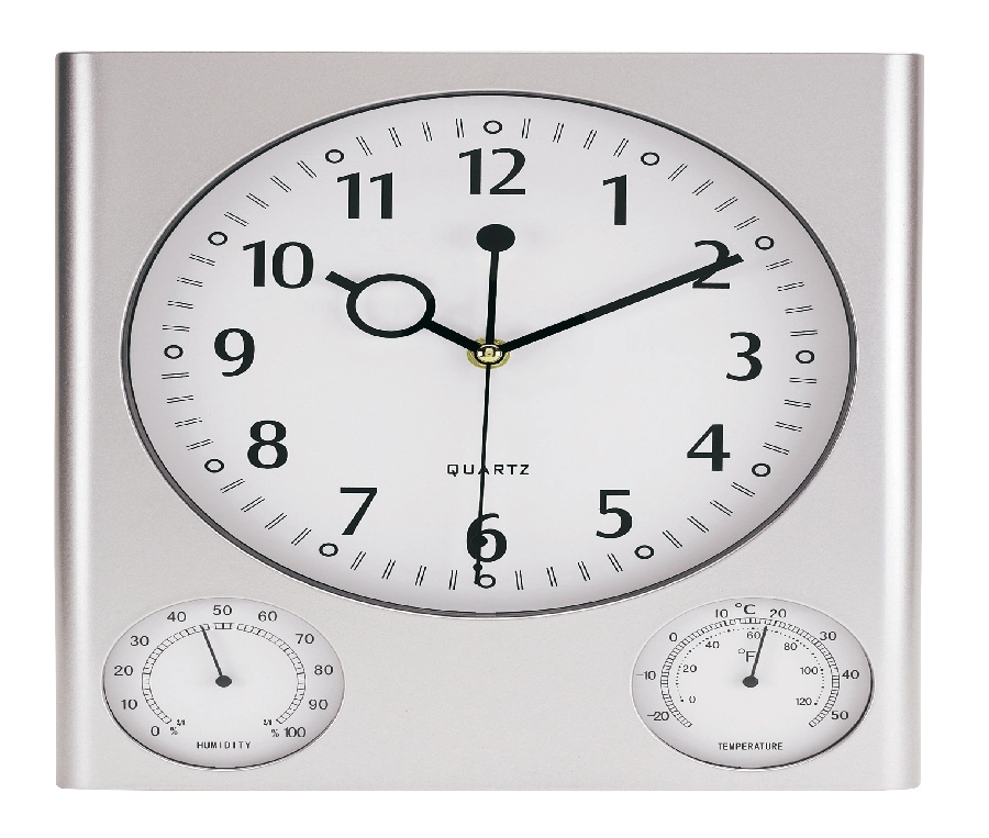 Prostokątny zegar ścienny SATURN, srebrny 56-0401517 srebrny
