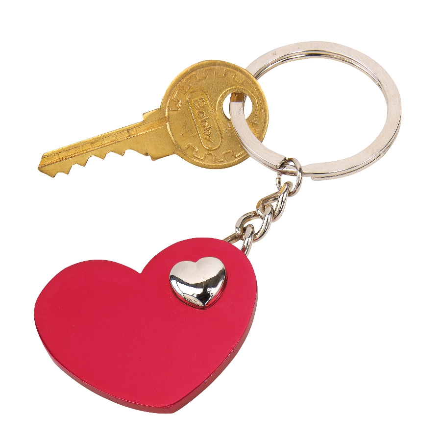 Brelok na klucze HEART-IN-HEART, czerwony, srebrny 56-0407813 czerwony