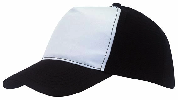5 segmentowa czapka baseballowa BREEZY, biały, czarny 56-0701750 czarny