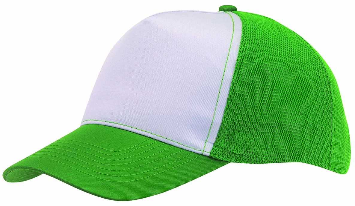 5 segmentowa czapka baseballowa BREEZY, biały, ciemnozielony 56-0701753 biały