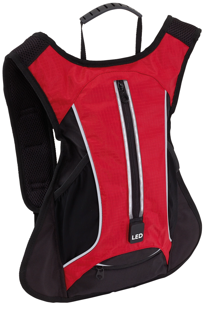 Plecak sportowy LED RUN, czarny, czerwony 56-0819614 czerwony
