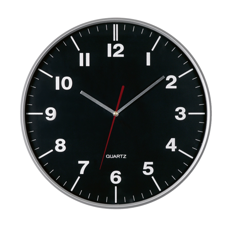 Zegar ścienny HEMERA, czarny, srebrny 58-0400940 czarny