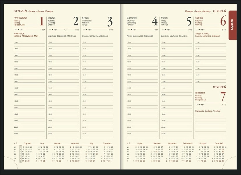 Kalendarz A5 Przeszywany Medio 1207 1207-A5T-Medio