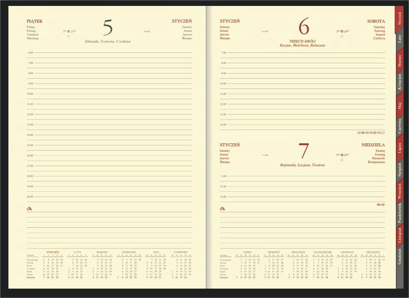 Kalendarz B5 Przeszywany Saro 1219R 1219R-B5D-Saro