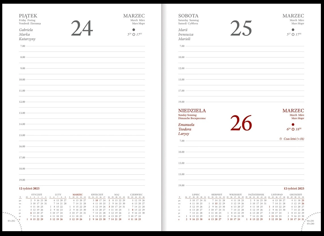 Kalendarz A5, Vivella, tygodniowy Pudrowy 2023 21a5t012k-budrowy