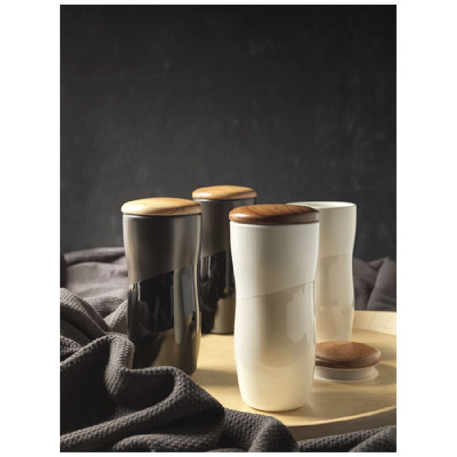 Dwuwarstwowy kubek ceramiczny Reno o pojemności 370 ml PFC-10059201 biały