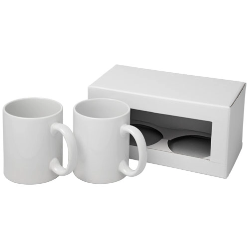 2-częściowy zestaw upominkowy Ceramic składający się z kubków z nadrukiem sublimacyjnym PFC-10062600 biały