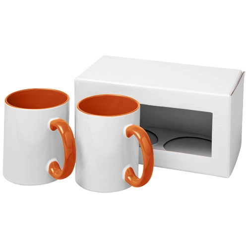 2-częściowy zestaw upominkowy Ceramic składający się z kubków z nadrukiem sublimacyjnym PFC-10062606 pomarańczowy