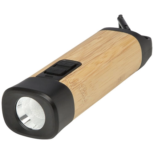 Kuma latarka z karabińczykiem wykonana z bambusa i tworzyw sztucznych pochodzących z recyklingu z certyfikatem RCS PFC-10457006