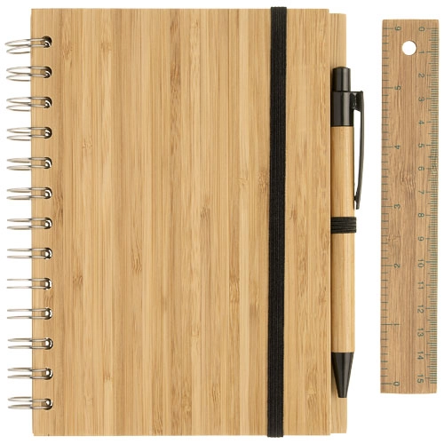 Notes bambusowy B6 z długopisem i linijką Franklin PFC-10634300 brązowy