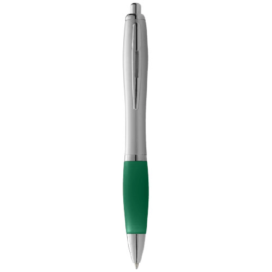 Długopis ze srebrnym korpusem i kolorowym uchwytem Nash PFC-10635501 zielony