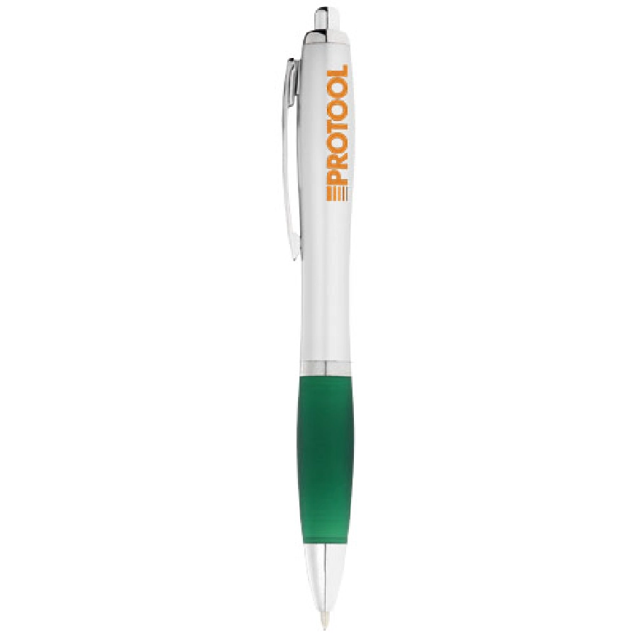 Długopis ze srebrnym korpusem i kolorowym uchwytem Nash PFC-10635501 zielony