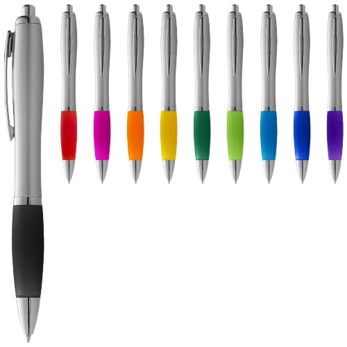 Długopis ze srebrnym korpusem i kolorowym uchwytem Nash PFC-10635503 srebrny

