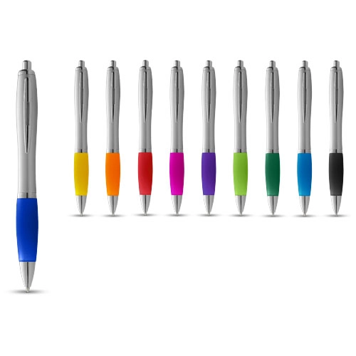 Długopis ze srebrnym korpusem i kolorowym uchwytem Nash PFC-10635504 srebrny
