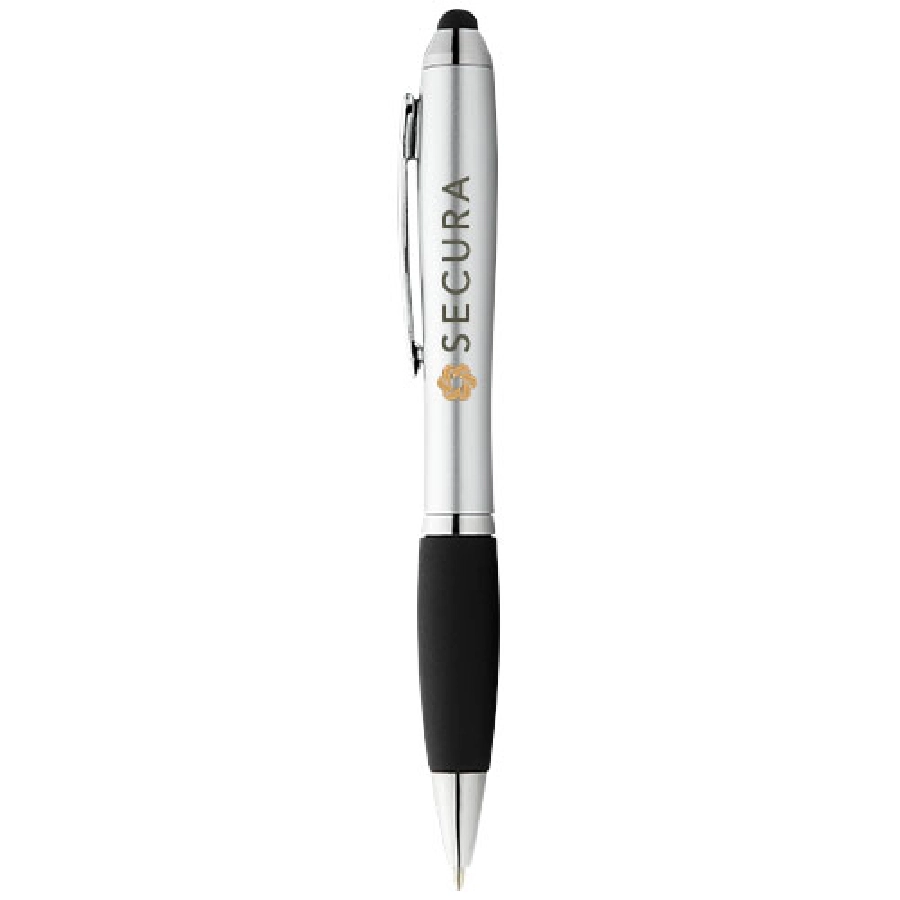 Długopis kolorowy ze stylusem i czarnym uchwytem Nash PFC-10639201 srebrny
