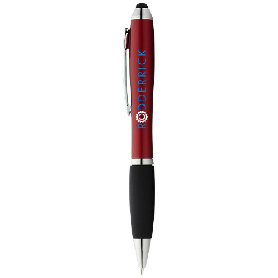 Długopis kolorowy ze stylusem i czarnym uchwytem Nash PFC-10639203 czerwony