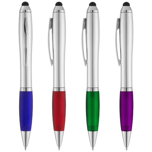 Długopis ze stylusem i kolorowym uchwytem Nash PFC-10678500 srebrny
