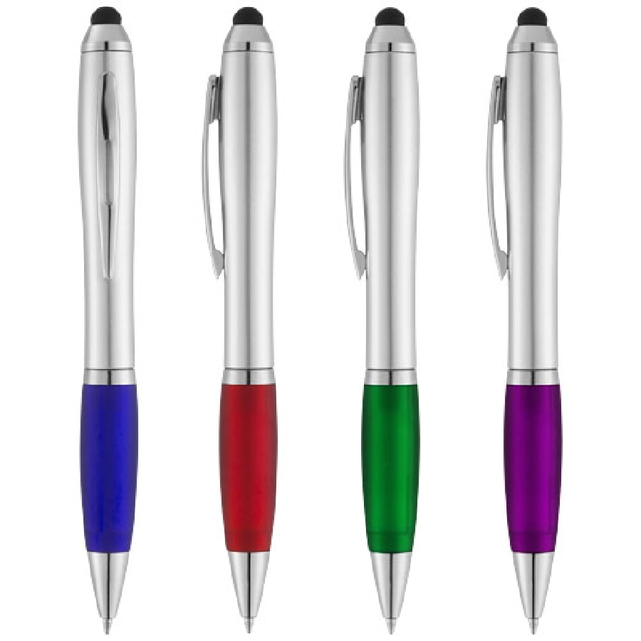 Długopis ze stylusem i kolorowym uchwytem Nash PFC-10678502 srebrny
