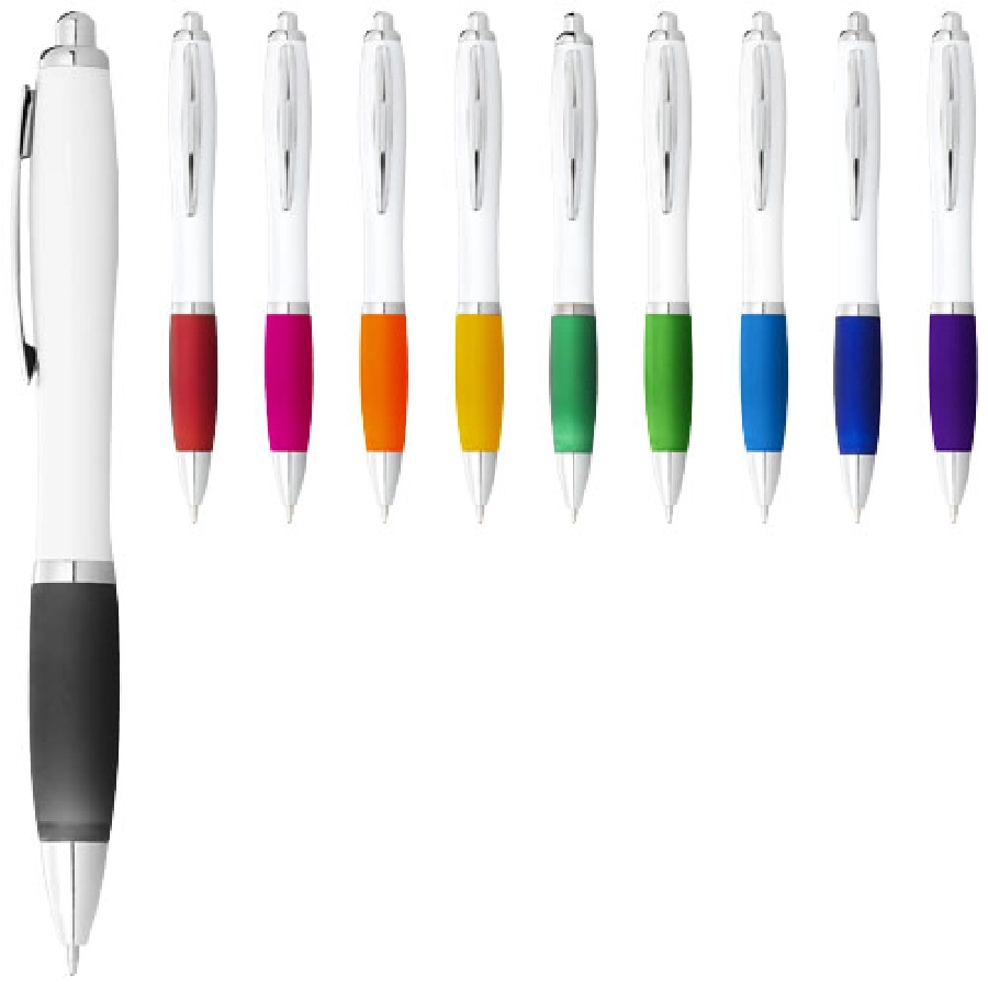 Długopis Nash z białym korpusem i kolorwym uchwytem PFC-10690002 biały