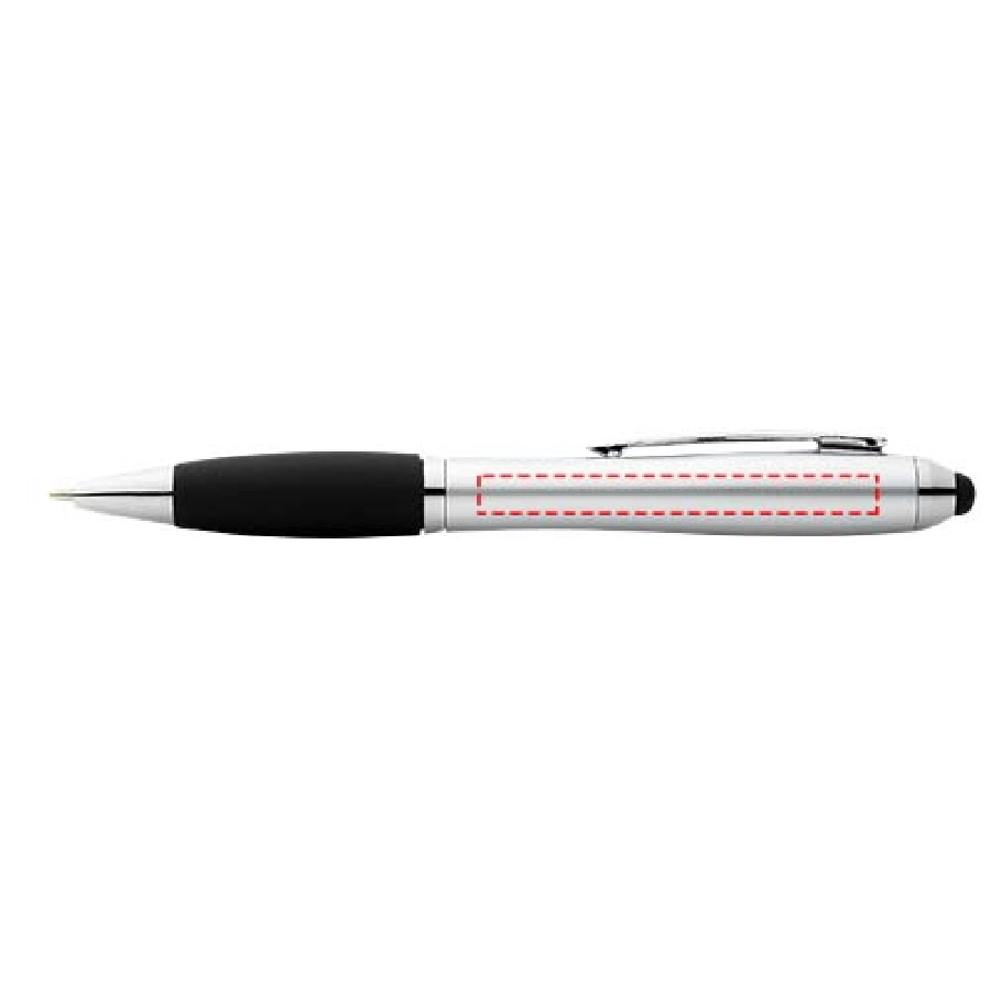 Długopis z kolorowym stylusem i czarnym uchwytem Nash PFC-10690301 srebrny

