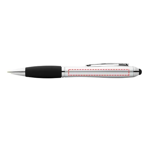 Długopis z kolorowym stylusem i czarnym uchwytem Nash PFC-10690301 srebrny
