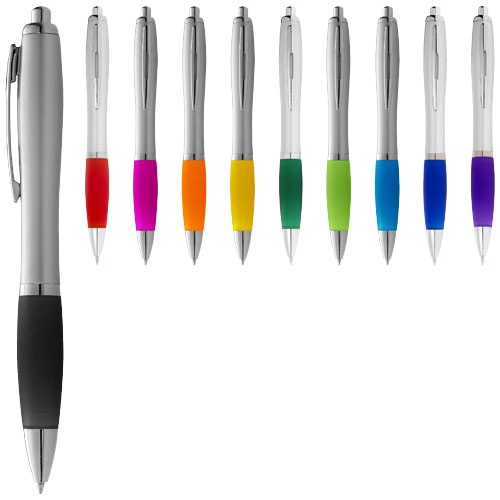 Długopis ze srebrnym korpusem i kolorowym uchwytem Nash PFC-10707700 srebrny

