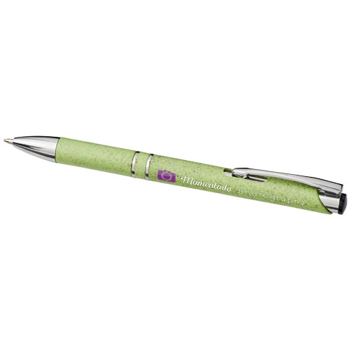 Długopis automatyczny Moneta z plastiku ABS i słomy pszenicznej PFC-10738202 zielony