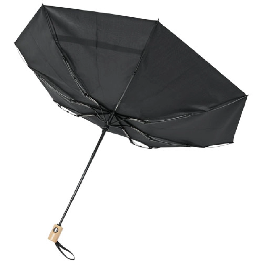 Składany, automatycznie otwierany/zamykany parasol Bo 21” wykonany z plastiku PET z recyklingu PFC-10914301 czarny