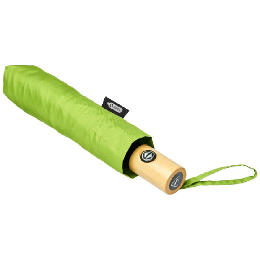 Składany, automatycznie otwierany/zamykany parasol Bo 21” wykonany z plastiku PET z recyklingu PFC-10914309 zielony