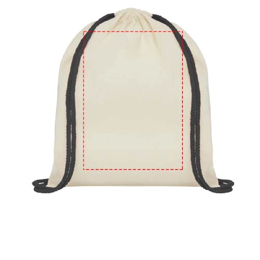 Plecak Oregon ściągany sznurkiem z kolorowymi sznureczkami, wykonany z bawełny o gramaturze 100 g/m² PFC-12048900