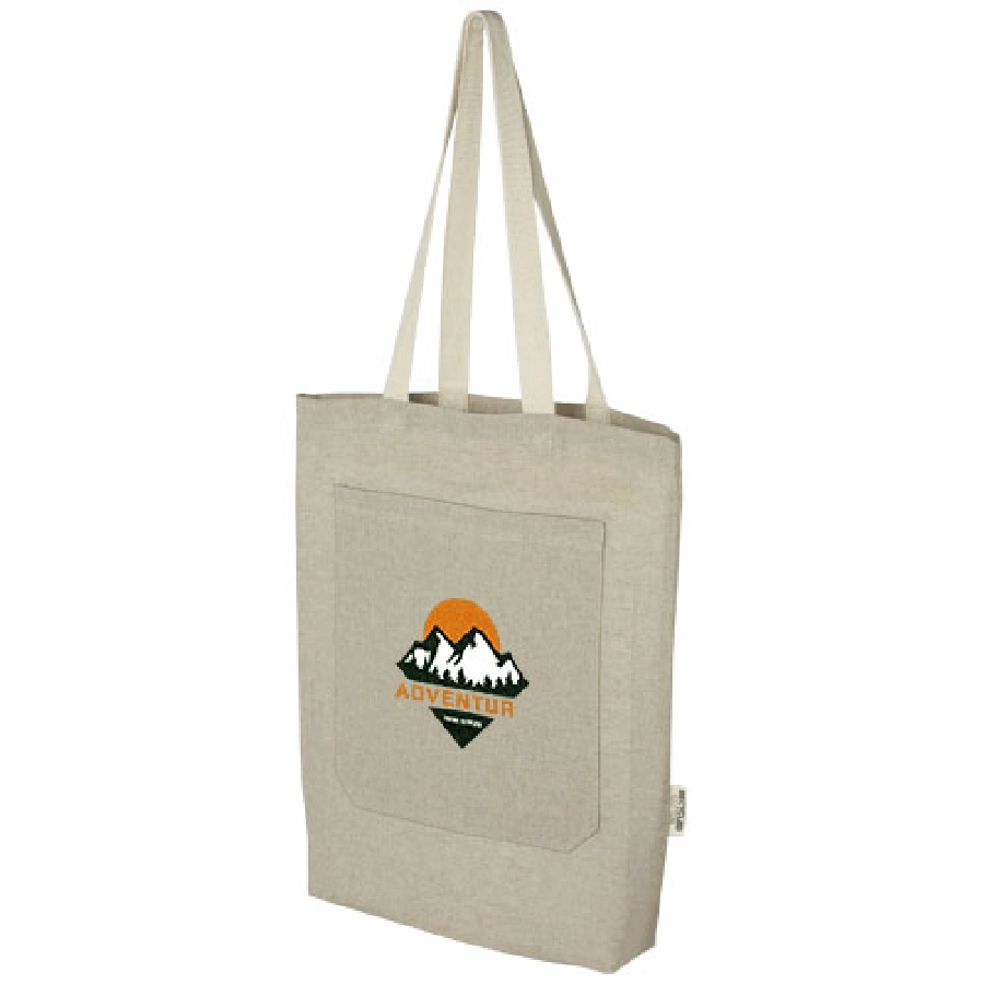 Pheebs torba na zakupy o pojemności 9 l z bawełny z recyklingu o gramaturze 150 g/m² i z przednią kieszenią PFC-12064306