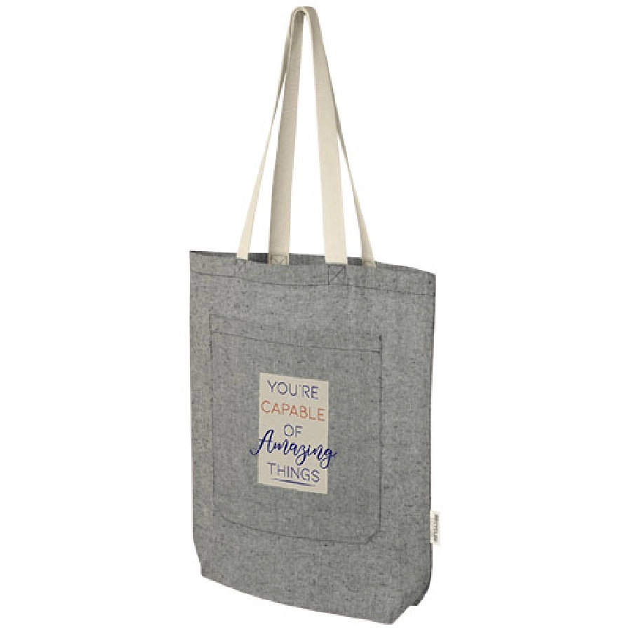 Pheebs torba na zakupy o pojemności 9 l z bawełny z recyklingu o gramaturze 150 g/m² i z przednią kieszenią PFC-12064390