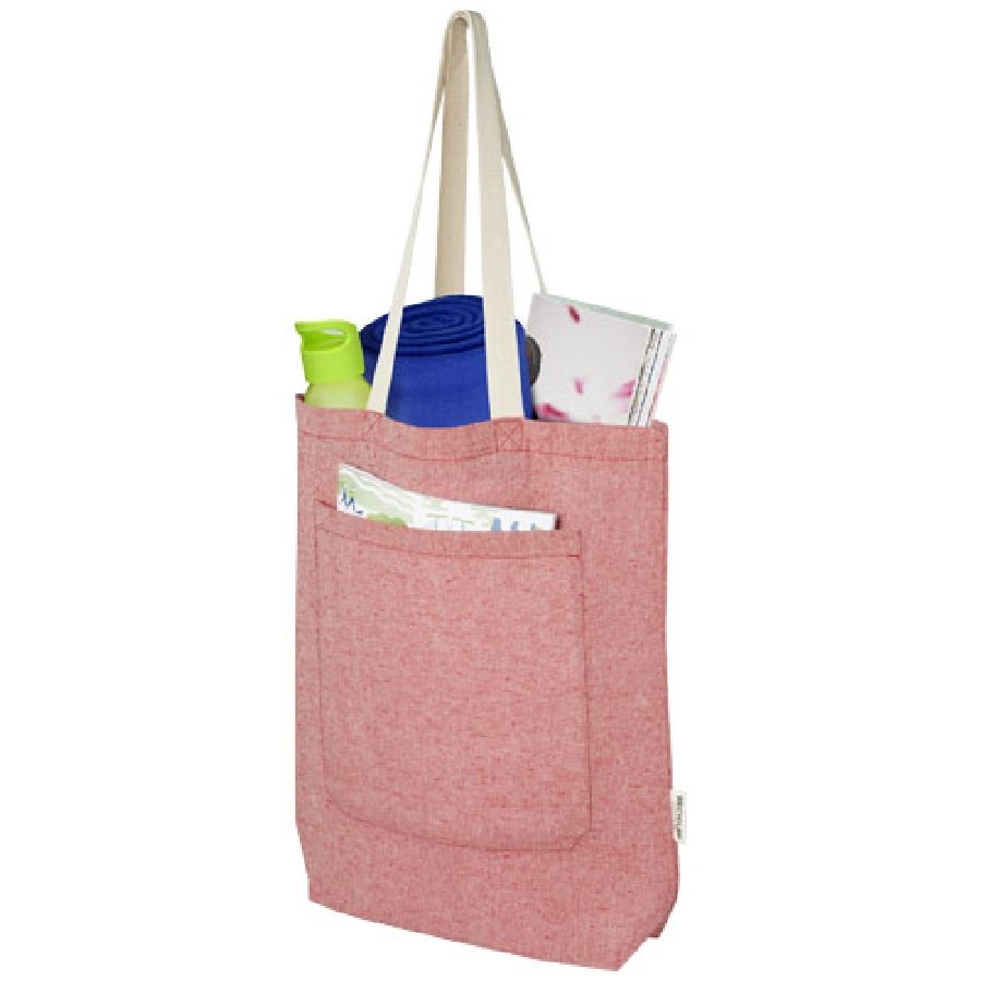 Pheebs torba na zakupy o pojemności 9 l z bawełny z recyklingu o gramaturze 150 g/m² i z przednią kieszenią PFC-12064391