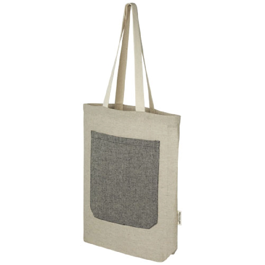 Pheebs torba na zakupy o pojemności 9 l z bawełny z recyklingu o gramaturze 150 g/m² i z przednią kieszenią PFC-12064392