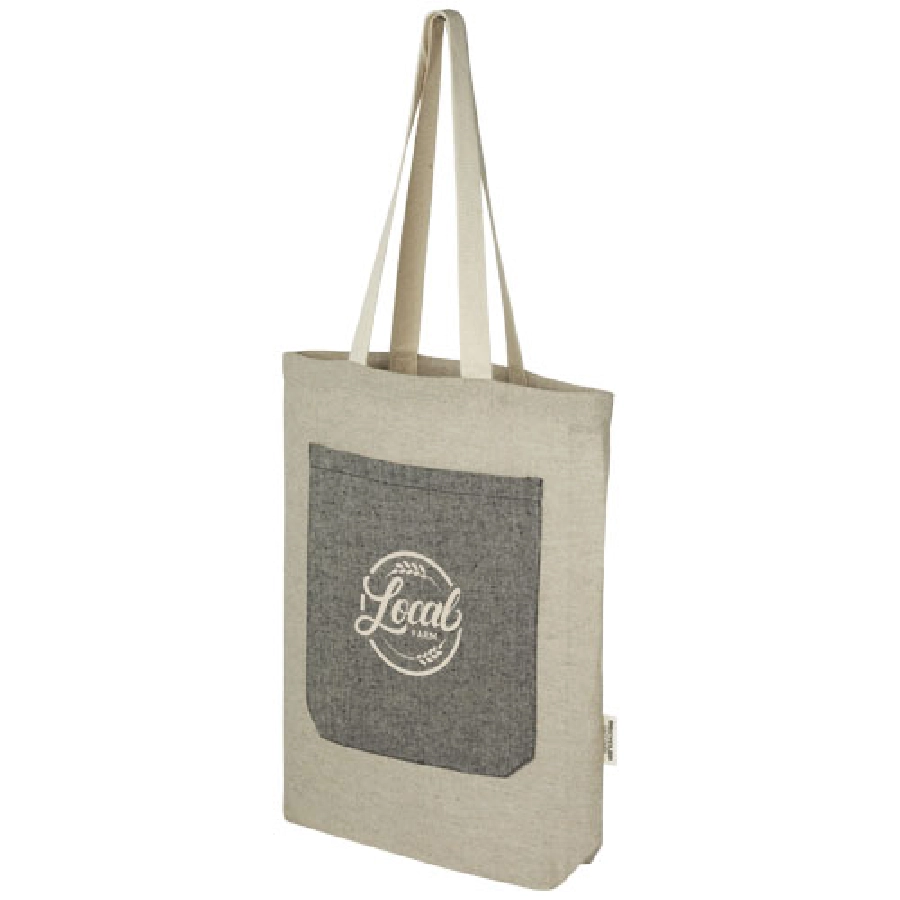 Pheebs torba na zakupy o pojemności 9 l z bawełny z recyklingu o gramaturze 150 g/m² i z przednią kieszenią PFC-12064392