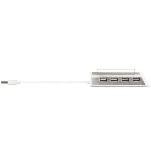 Aluminiowy 4-portowy hub USB i podstawka na telefon Power PFC-12372401 srebrny
